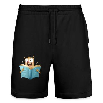 Reading pleasure for book lovers - Stanley/Stella Trainer Unisex Organic Jogging Shorts - black - Front - Nik (191cm) & Marisol (170cm)