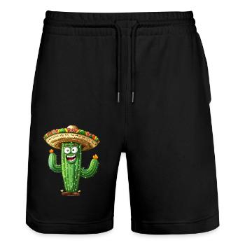 Drôle de cactus avec sombrero ardent - Short de jogging bio TRAINER Stanley/Stella unisexe - noir - Devant - Nik (191cm) & Marisol (170cm)