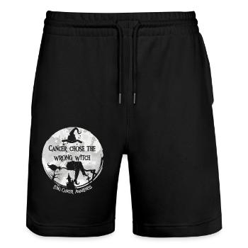 Krebs Hexe Weiß Lungenkrebs - Stanley/Stella Unisex Bio Joggingshorts Trainer  - Schwarz - Vorne - Nik (191cm) & Marisol (170cm)