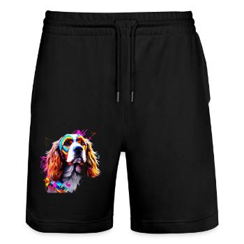Cocker anglais Spaniel artistiquement conçu - Short de jogging bio TRAINER Stanley/Stella unisexe - noir - Devant - Nik (191cm) & Marisol (170cm)