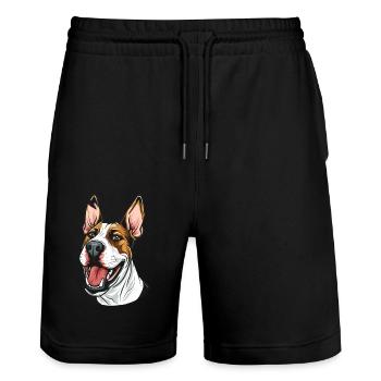 Bull Terrier | Illustration de dessin animé - Short de jogging bio TRAINER Stanley/Stella unisexe - noir - Devant - Nik (191cm) & Marisol (170cm)