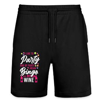 Bingo Player Wine I Like To Party - Stanley/Stella Trainer Unisex Organic Jogging Shorts - black - Front - Nik (191cm) & Marisol (170cm)