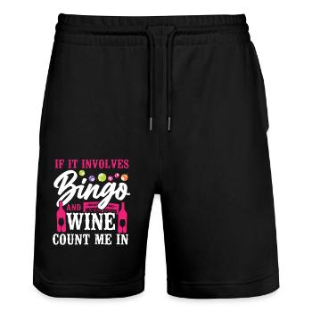 Bingo Player Wine If It Involves - Stanley/Stella Unisex Bio Joggingshorts Trainer  - Schwarz - Vorne - Nik (191cm) & Marisol (170cm)