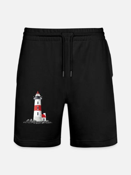 Lighthouse On The Rocky Coast - Stanley/Stella Trainer Unisex Organic Jogging Shorts - black