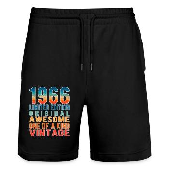 Edition limitée depuis 1966 Anniversaire Millésime 1966 - Short de jogging bio TRAINER Stanley/Stella unisexe - noir - Devant - Nik (191cm) & Marisol (170cm)