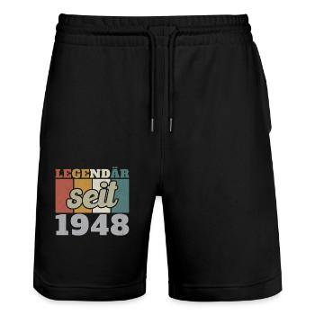 Legendär seit 1948 Geburtstagsgeschenk - Stanley/Stella Unisex Bio Joggingshorts Trainer  - Schwarz - Vorne - Nik (191cm) & Marisol (170cm)