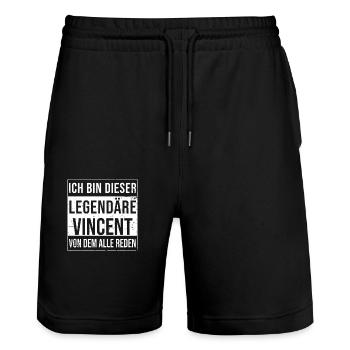 I'm this legendary for Vincent - Stanley/Stella Trainer Unisex Organic Jogging Shorts - black - Front - Nik (191cm) & Marisol (170cm)