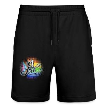 One love pride - Stanley/Stella Trainer Unisex Organic Jogging Shorts - black - Front - Nik (191cm) & Marisol (170cm)