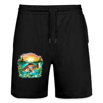 Poisson bar - Short de jogging bio TRAINER Stanley/Stella unisexe - noir - Devant - Nik (191cm) & Marisol (170cm)