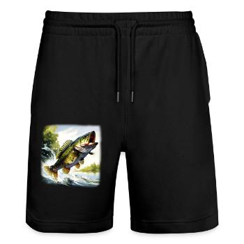 Poisson bar - Short de jogging bio TRAINER Stanley/Stella unisexe - noir - Devant - Nik (191cm) & Marisol (170cm)
