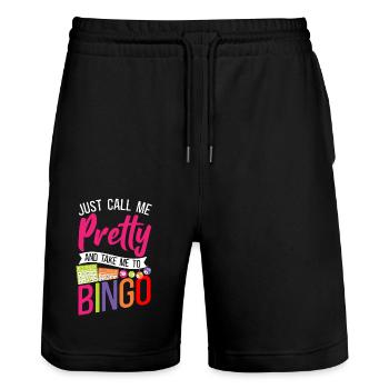 Bingo Player Girl Just Call Me - Stanley/Stella Unisex Bio Joggingshorts Trainer  - Schwarz - Vorne - Nik (191cm) & Marisol (170cm)