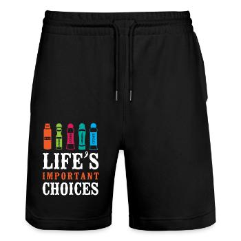 Bingo Player Life's Important - Stanley/Stella Unisex Bio Joggingshorts Trainer  - Schwarz - Vorne - Nik (191cm) & Marisol (170cm)