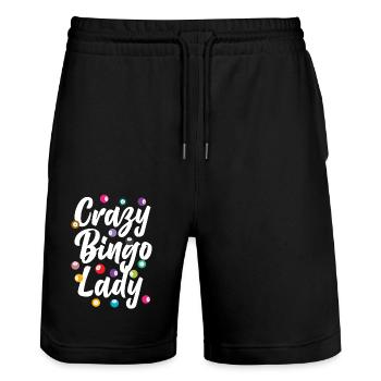 Bingo Player Crazy Bingo Lady - Stanley/Stella Trainer Unisex Organic Jogging Shorts - black - Front - Nik (191cm) & Marisol (170cm)