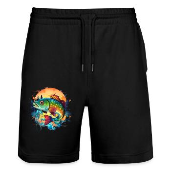 Poisson bar - Short de jogging bio TRAINER Stanley/Stella unisexe - noir - Devant - Nik (191cm) & Marisol (170cm)