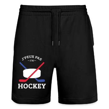 Je Peux pas j'ai Hockey joueur Hockeyeur Drôle - Short de jogging bio TRAINER Stanley/Stella unisexe - noir - Devant - Nik (191cm) & Marisol (170cm)