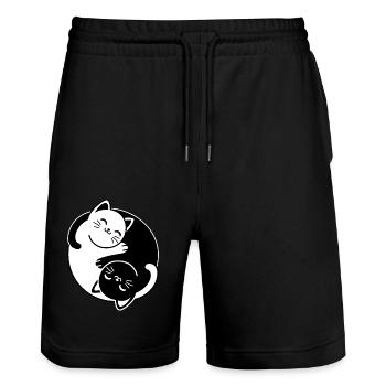 Chats Yin et Yang - Short de jogging bio TRAINER Stanley/Stella unisexe - noir - Devant - Nik (191cm) & Marisol (170cm)