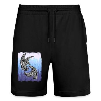 Shaman, Celtic Birds, Nature, Bird, Forest - Stanley/Stella Trainer Unisex Organic Jogging Shorts - black - Front - Nik (191cm) & Marisol (170cm)