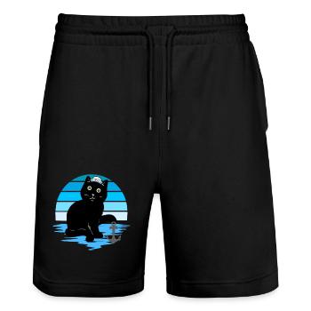Cat Vintage Sailor Heart Sailors 80's 90's - Stanley/Stella Trainer Unisex Organic Jogging Shorts - black - Front - Nik (191cm) & Marisol (170cm)