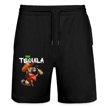 Team Tequila Party Alkohol Pferd Cowboy Lustig - Stanley/Stella Unisex Bio Joggingshorts Trainer  - Schwarz - Vorne - Nik (191cm) & Marisol (170cm)