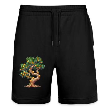 Oranger avec motif de fruits mûrs - Short de jogging bio TRAINER Stanley/Stella unisexe - noir - Devant - Nik (191cm) & Marisol (170cm)