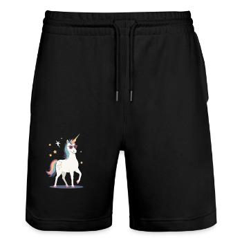 Licorne Maman Drôle Et Élégant Licorne Femme - Short de jogging bio TRAINER Stanley/Stella unisexe - noir - Devant - Nik (191cm) & Marisol (170cm)