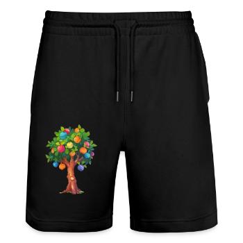 Bunter Frühlingsbaum Mit Farbenfrohen Kugeln - Stanley/Stella Unisex Bio Joggingshorts Trainer  - Schwarz - Vorne - Nik (191cm) & Marisol (170cm)