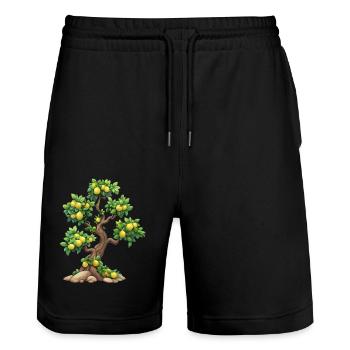 Citronnier, Idylle Naturelle, Rafraîchissement - Short de jogging bio TRAINER Stanley/Stella unisexe - noir - Devant - Nik (191cm) & Marisol (170cm)