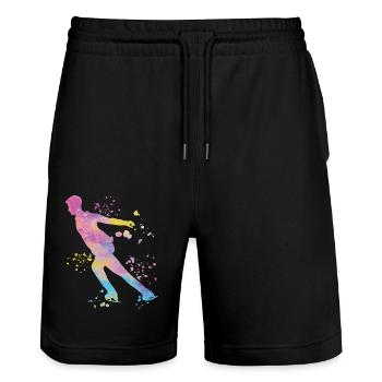 Patineur artistique Patinage sur glace Patinage artistique - Short de jogging bio TRAINER Stanley/Stella unisexe - noir - Devant - Nik (191cm) & Marisol (170cm)