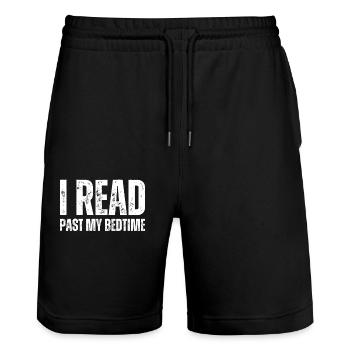 Library Book Lover Reading Bookworm - Stanley/Stella Trainer Unisex Organic Jogging Shorts - black - Front - Nik (191cm) & Marisol (170cm)