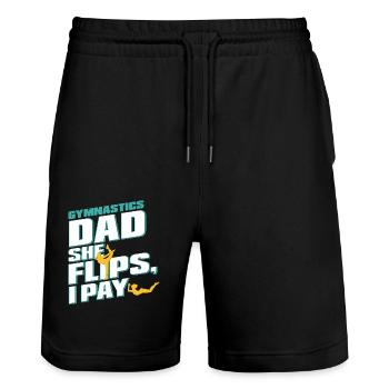 Turnen Papa Unterstützung Mit Stolz - Stanley/Stella Unisex Bio Joggingshorts Trainer  - Schwarz - Vorne - Nik (191cm) & Marisol (170cm)