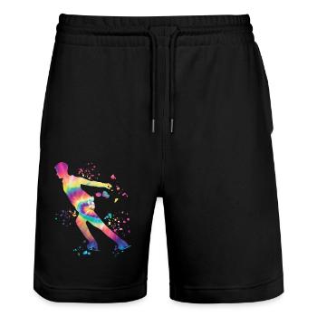 Eiskunstläufer Schlittschuhlaufen Eiskunstlauf - Stanley/Stella Unisex Bio Joggingshorts Trainer  - Schwarz - Vorne - Nik (191cm) & Marisol (170cm)