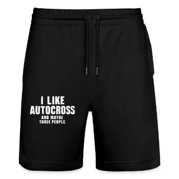Lustiges Autocross Ich mag Autocross und drei Leute - Stanley/Stella Unisex Bio Joggingshorts Trainer  - Schwarz - Vorne - Nik (191cm) & Marisol (170cm)