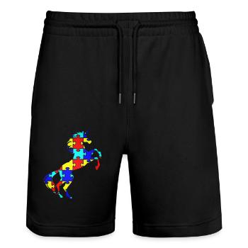 Licorne Autisme Puzzle Symbole Cool Licorne Magique - Short de jogging bio TRAINER Stanley/Stella unisexe - noir - Devant - Nik (191cm) & Marisol (170cm)