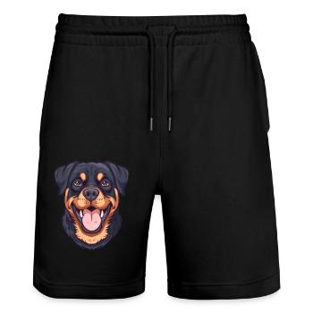 Rottweiler | Illustration de dessin animé - Short de jogging bio TRAINER Stanley/Stella unisexe - noir - Devant - Nik (191cm) & Marisol (170cm)