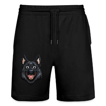 Schipperke | Cartoon Artwork - Stanley/Stella Unisex Bio Joggingshorts Trainer  - Schwarz - Vorne - Nik (191cm) & Marisol (170cm)
