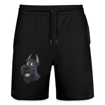Scottish Terrier | Cartoon Artwork - Stanley/Stella Trainer Unisex Organic Jogging Shorts - black - Front - Nik (191cm) & Marisol (170cm)