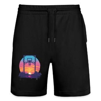 Rêve de basket-ball au coucher du soleil - Short de jogging bio TRAINER Stanley/Stella unisexe - noir - Devant - Nik (191cm) & Marisol (170cm)