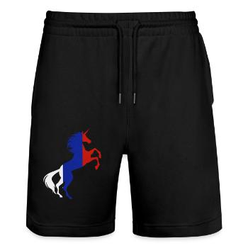 Licorne Russie Drapeau TShirt Licorne Magique Russe - Short de jogging bio TRAINER Stanley/Stella unisexe - noir - Devant - Nik (191cm) & Marisol (170cm)
