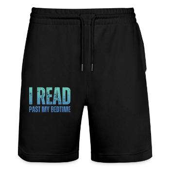 Library Book Lover Reading Bookworm - Stanley/Stella Trainer Unisex Organic Jogging Shorts - black - Front - Nik (191cm) & Marisol (170cm)