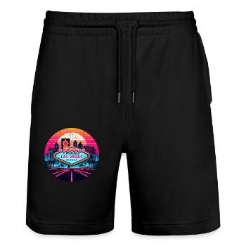 Coucher de soleil sur Las Vegas - Short de jogging bio TRAINER Stanley/Stella unisexe - noir - Devant - Nik (191cm) & Marisol (170cm)
