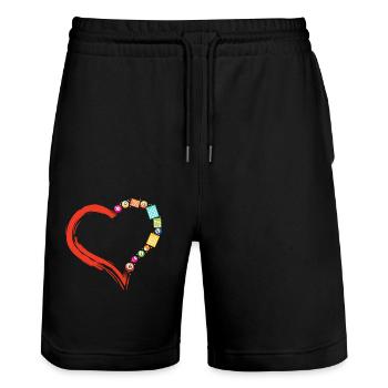 Bingo Player Heart - Stanley/Stella Trainer Unisex Organic Jogging Shorts - black - Front - Nik (191cm) & Marisol (170cm)