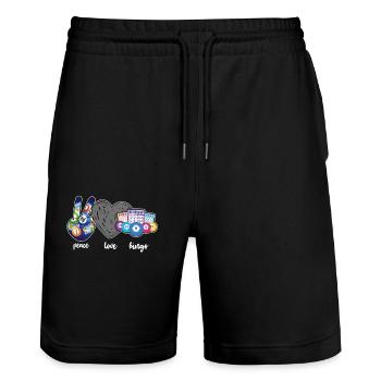 Bingo Player Peace Love Bingo - Stanley/Stella Trainer Unisex Organic Jogging Shorts - black - Front - Nik (191cm) & Marisol (170cm)