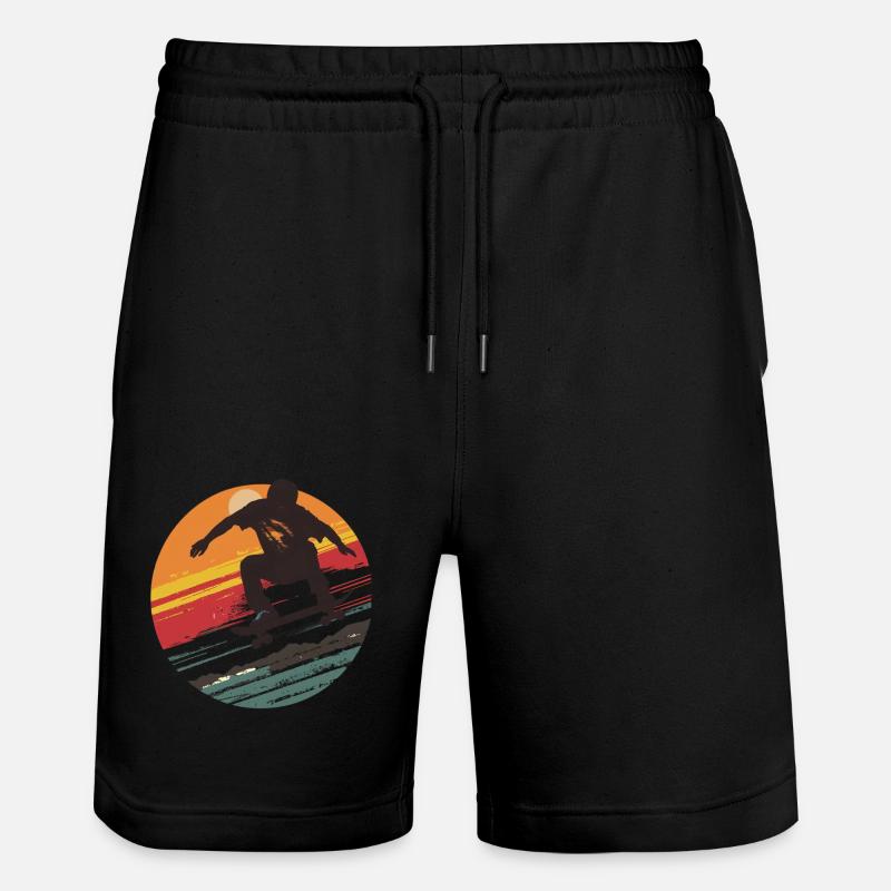 Silhouette Skateboarder at Sunset - Stanley/Stella Trainer Unisex Organic Jogging Shorts - black