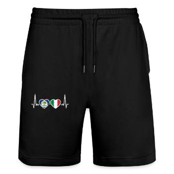 Belize Italien Vintage Herzschlag Flagge Belizer - Stanley/Stella Unisex Bio Joggingshorts Trainer  - Schwarz - Vorne - Nik (191cm) & Marisol (170cm)