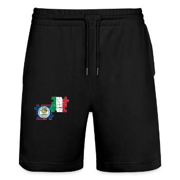 Belize Italien Vintage Flagge Belizer - Stanley/Stella Unisex Bio Joggingshorts Trainer  - Schwarz - Vorne - Nik (191cm) & Marisol (170cm)