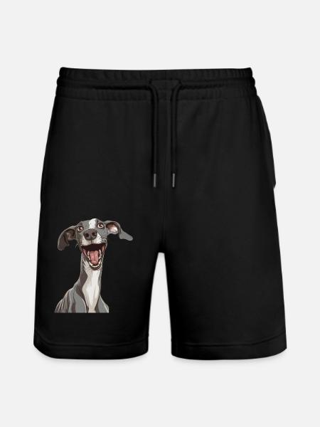 Whippet | Cartoon Artwork - Stanley/Stella Trainer Unisex Organic Jogging Shorts - black