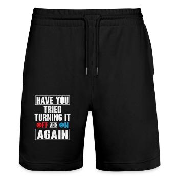 Have You Tried Turning It Off Computer Tech Suppor - Stanley/Stella Unisex Bio Joggingshorts Trainer  - Schwarz - Vorne - Nik (191cm) & Marisol (170cm)