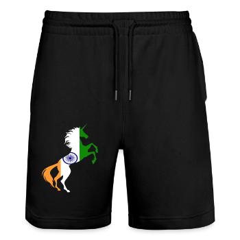 T-Shirt Drapeau Inde Licorne Magique Licorne Indienne - Short de jogging bio TRAINER Stanley/Stella unisexe - noir - Devant - Nik (191cm) & Marisol (170cm)