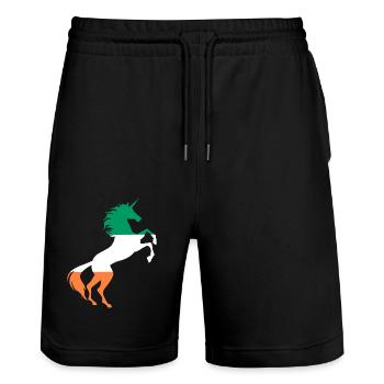 T-Shirt Drapeau Licorne Irlande Licorne Magique Irlandaise - Short de jogging bio TRAINER Stanley/Stella unisexe - noir - Devant - Nik (191cm) & Marisol (170cm)