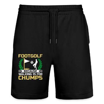 Footgolf Player Foot Golf Footgolfers Foot spielen - Stanley/Stella Unisex Bio Joggingshorts Trainer  - Schwarz - Vorne - Nik (191cm) & Marisol (170cm)